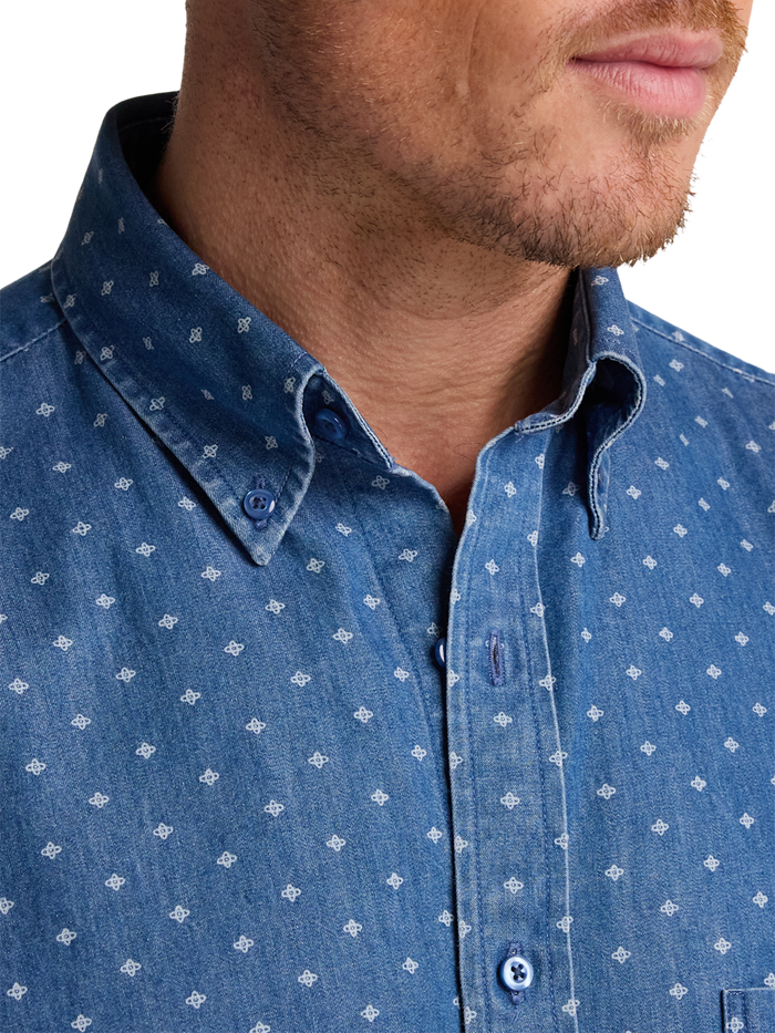 Alternate Image of Cotton Denim Geometric Dot Casual Shirt-2