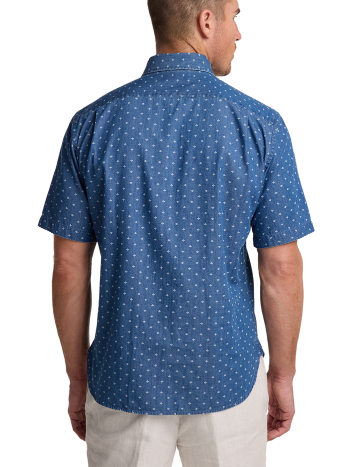 Alternate Image of Cotton Denim Geometric Dot Casual Shirt-4