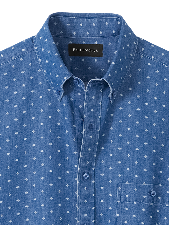 Alternate Image of Cotton Denim Geometric Dot Casual Shirt-5