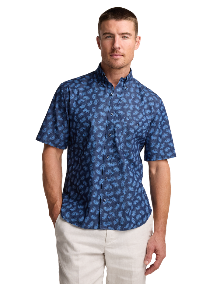 Alternate Image of Cotton Denim Paisley Casual Shirt-1