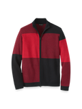 Product Image of Cotton Full Zip Mock Neck Sweater-Red/Black
