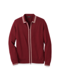 Product Image of Cotton Full Zip Polo-Burgundy