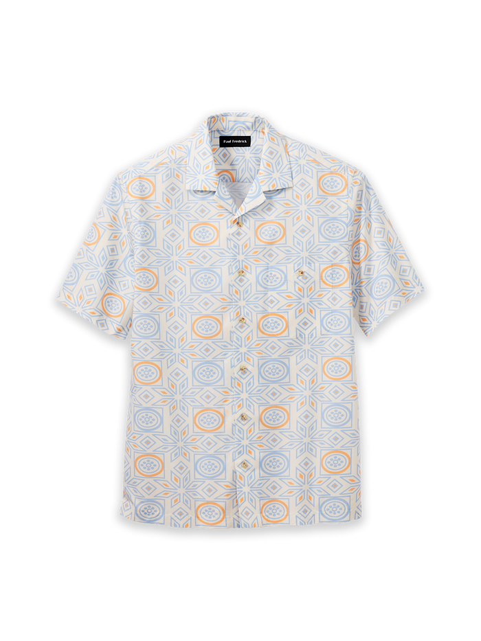 Product Image of Cotton Geometric Casual Shirt-Blue
