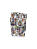 Product Image of Cotton Madras Flat Front Shorts-Blue Multi