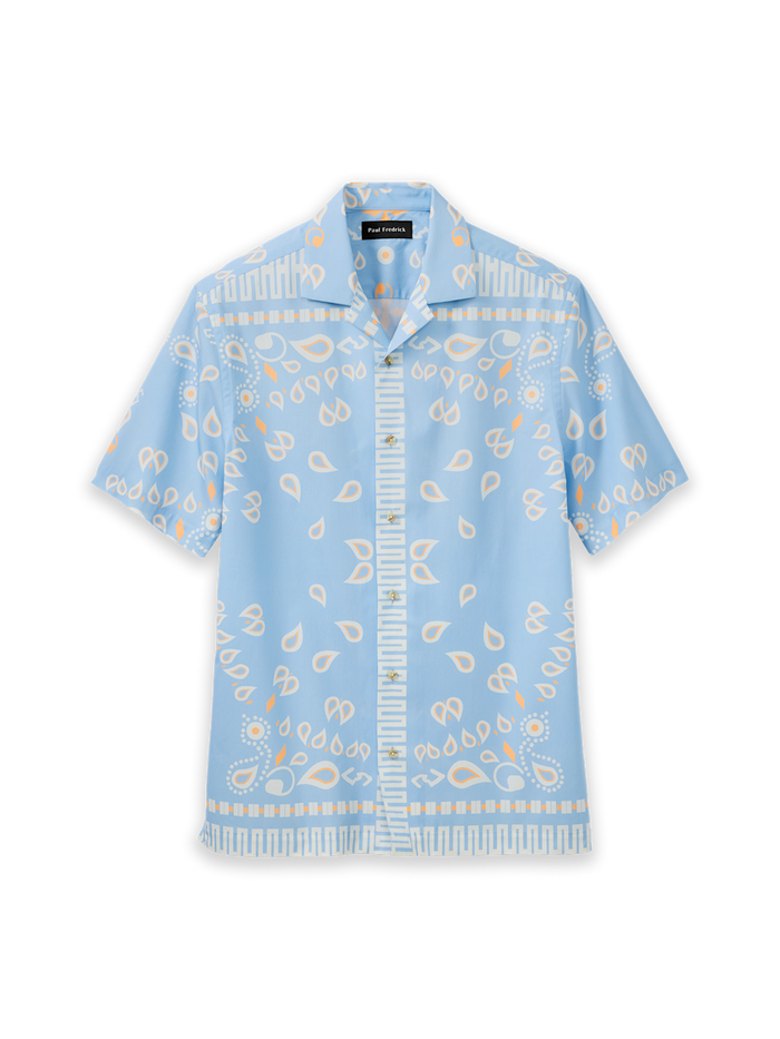 Product Image of Cotton Paisley Bandana Casual Shirt-Blue