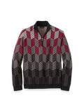 Product Image of Cotton Quarter Zip Mock Neck Sweater-Black/Red