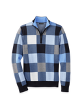 Product Image of Cotton Quarter Zip Mock Neck Sweater-Blue Multi