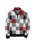 Product Image of Cotton Quarter Zip Mock Neck Sweater-Burgundy Multi