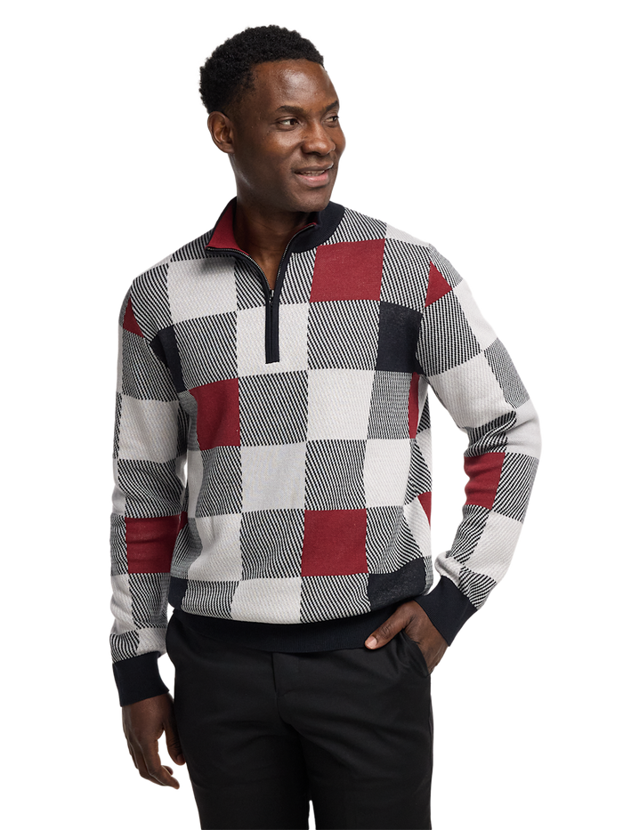 Alternate Image of Cotton Quarter Zip Mock Neck Sweater-1