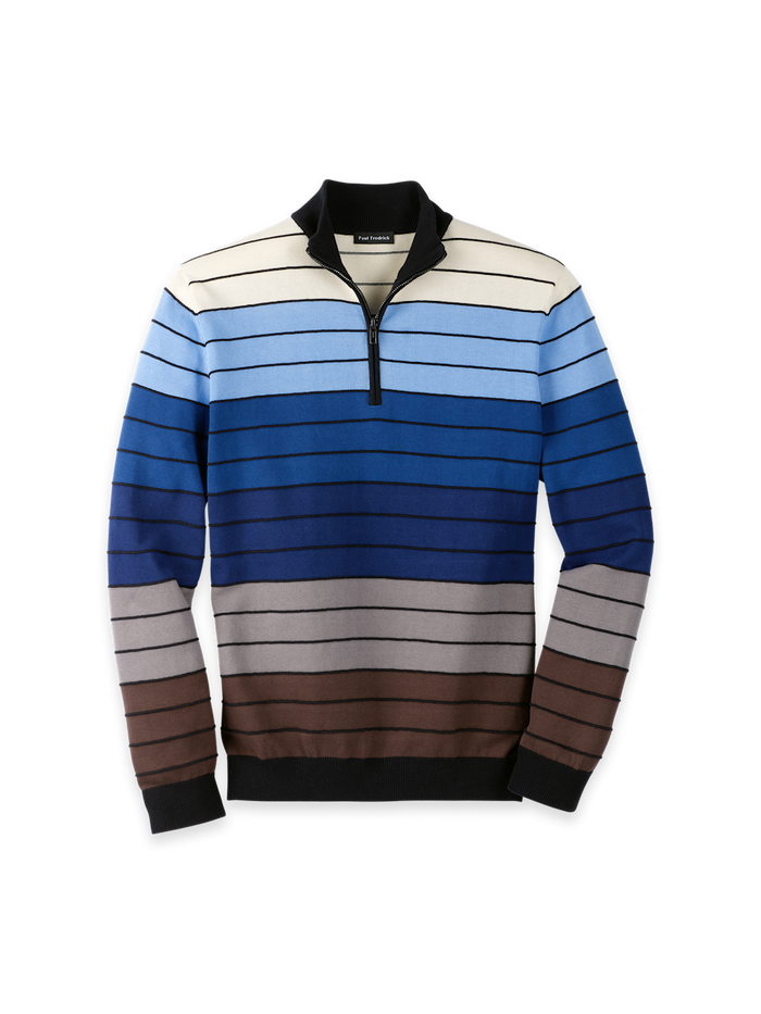 Product Image of Cotton Quarter Zip Mock Neck Sweater-Multi