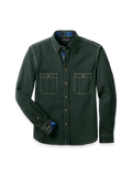 Product Image of Cotton Solid Herringbone Point Collar Casual Shirt-Green