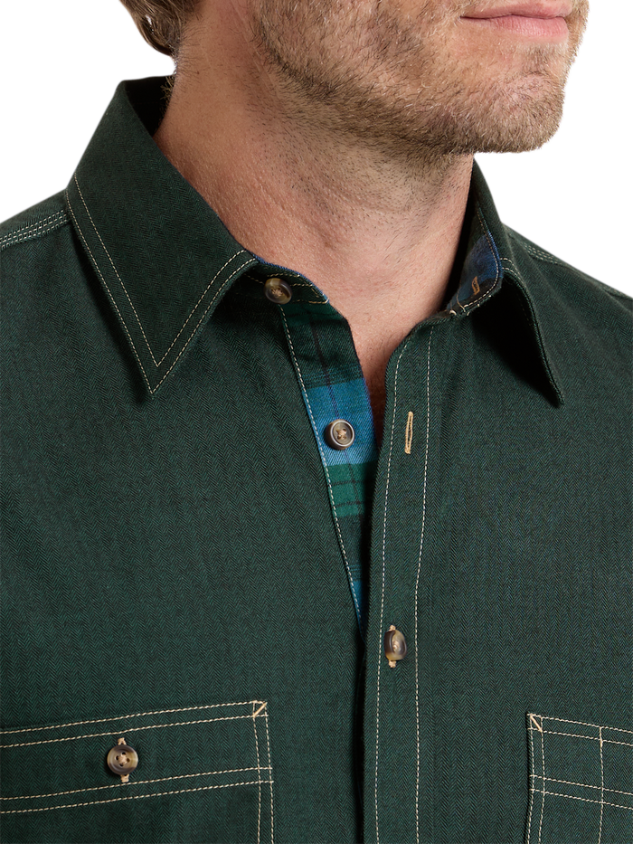 Alternate Image of Cotton Solid Herringbone Point Collar Casual Shirt-3