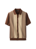 Product Image of Cotton Three Button Front Polo-Brown