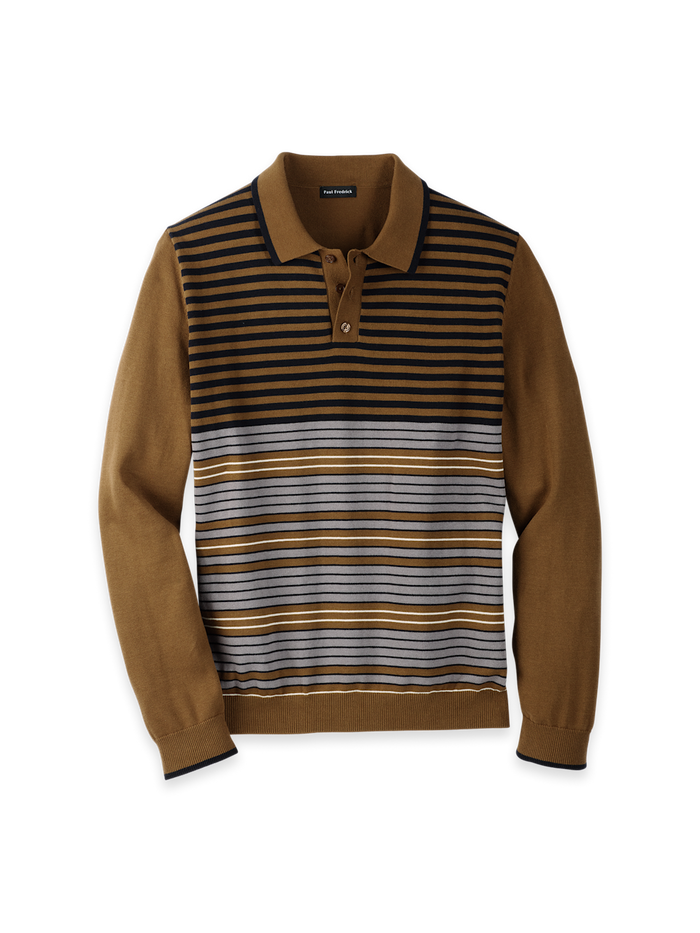 Product Image of Cotton Three Button Polo-Brown
