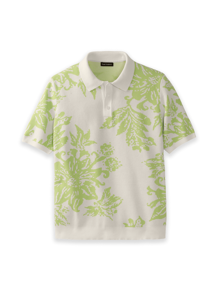 Product Image of Cotton Three Button Polo-Green
