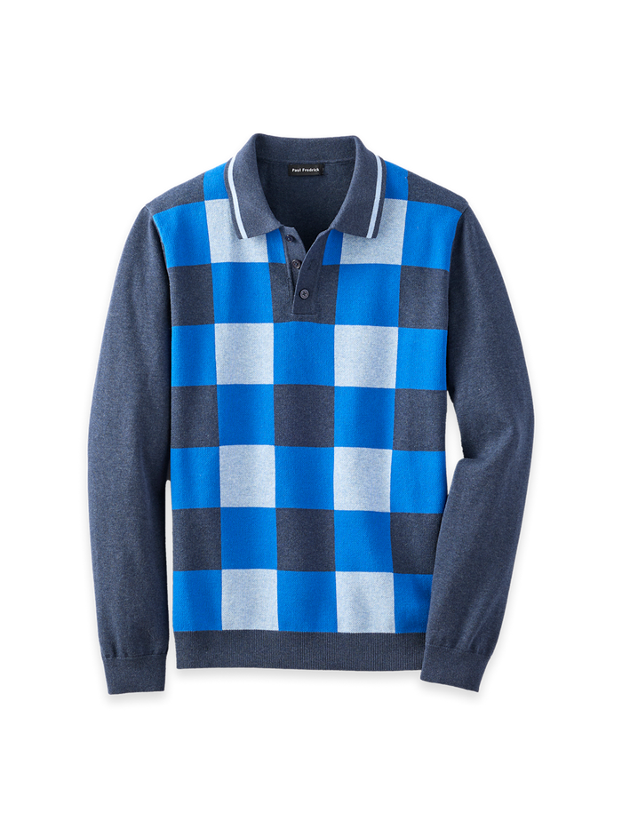 Product Image of Cotton Three Button Polo-Navy