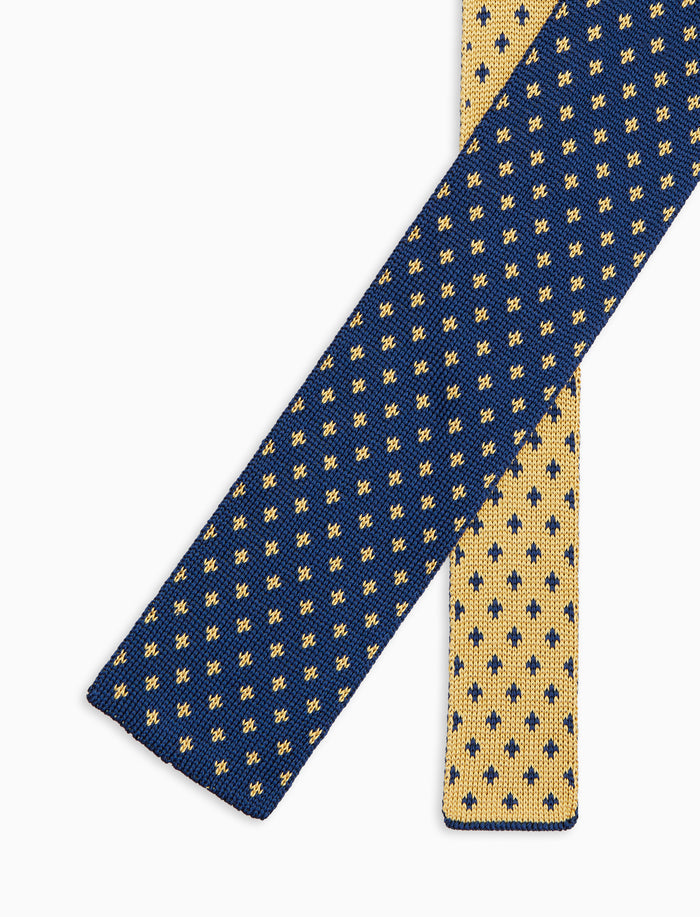 Cravatta uomo seta blu fantasia giglio - Gallo 1927 - Official Online Shop
