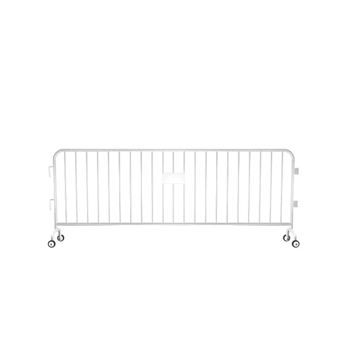 Crowdmaster® Crowd Control Powder Coated Heavy Duty Steel Barricade - Roller Feet - 8.5 Ft Long