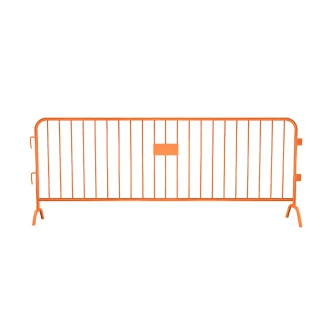 Crowdmaster® Crowd Control Powder Coated Steel Barricade - Bridge Feet - 8.5 Ft Long - Orange