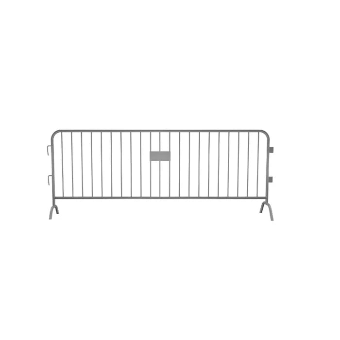 Crowdmaster® Crowd Control Powder Coated Steel Barricade - Bridge Feet - 8.5 Ft Long - Silver