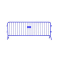 Crowdmaster® Crowd Control Powder Coated Steel Barricade - Bridge Feet - 8.5 Ft Long - Blue
