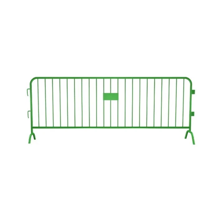 Crowdmaster® Crowd Control Powder Coated Steel Barricade - Bridge Feet - 8.5 Ft Long - Green