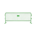 Crowdmaster® Crowd Control Powder Coated Steel Barricade - Flat Feet - 8.5 Ft Long - Green