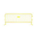 Crowdmaster® Crowd Control Powder Coated Steel Barricade - Flat Feet - 8.5 Ft Long - Yellow