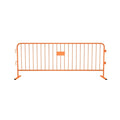 Crowdmaster® Crowd Control Powder Coated Steel Barricade - HD Flat Feet - 8.5 Ft Long - Orange