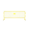 Crowdmaster® Crowd Control Powder Coated Steel Barricade - HD Flat Feet - 8.5 Ft Long - Yellow