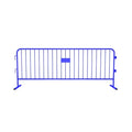 Crowdmaster® Crowd Control Powder Coated Steel Barricade - HD Flat Feet - 8.5 Ft Long - Blue