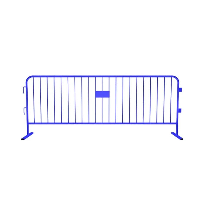 Crowdmaster® Crowd Control Powder Coated Steel Barricade - HD Flat Feet - 8.5 Ft Long - Blue