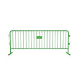 Crowdmaster® Crowd Control Powder Coated Steel Barricade - HD Flat Feet - 8.5 Ft Long - Green