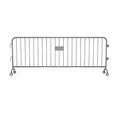 Crowdmaster® Crowd Control Powder Coated Steel Barricade - Roller Feet - 8.5 Ft Long - Silver