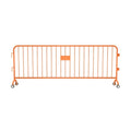 Crowdmaster® Crowd Control Powder Coated Steel Barricade - Roller Feet - 8.5 Ft Long - Orange