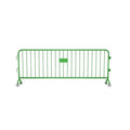 Crowdmaster® Crowd Control Powder Coated Steel Barricade - Roller Feet - 8.5 Ft Long - Green