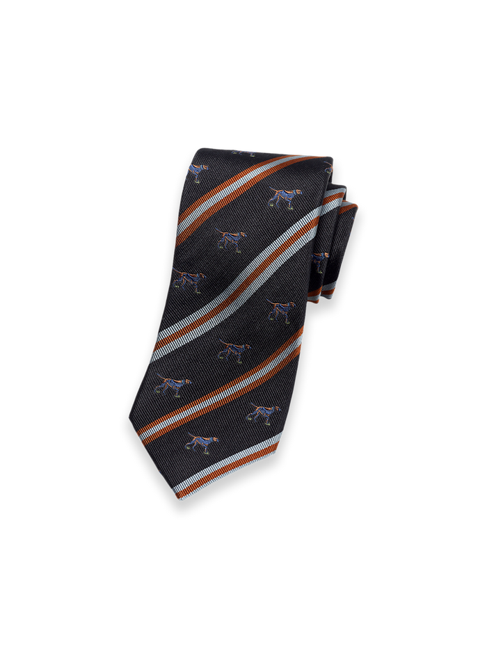 Product Image of Dog Motif Woven Silk Tie-Black Multi