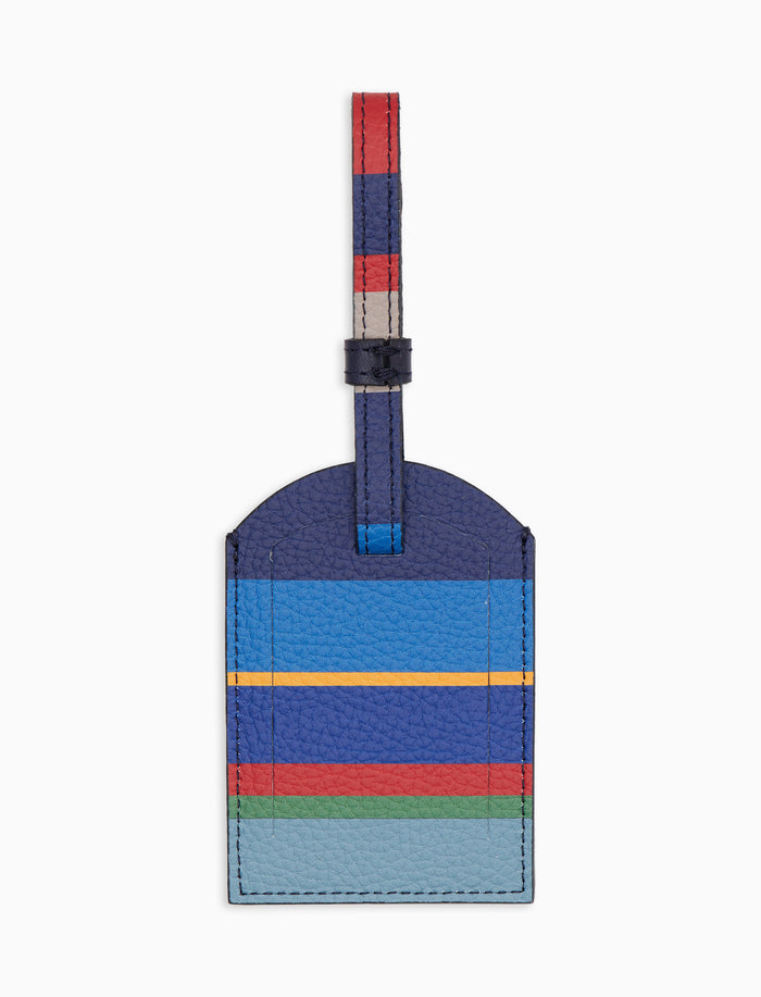 Etichetta per bagaglio unisex in pelle martellata righe multicolor blu - Gallo 1927 - Official Online Shop