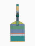 Etichetta per bagaglio unisex in pelle martellata righe multicolor verde - Gallo 1927 - Official Online Shop