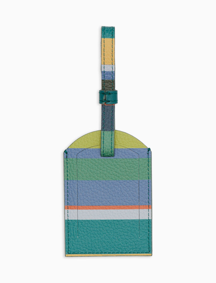 Etichetta per bagaglio unisex in pelle martellata righe multicolor verde - Gallo 1927 - Official Online Shop