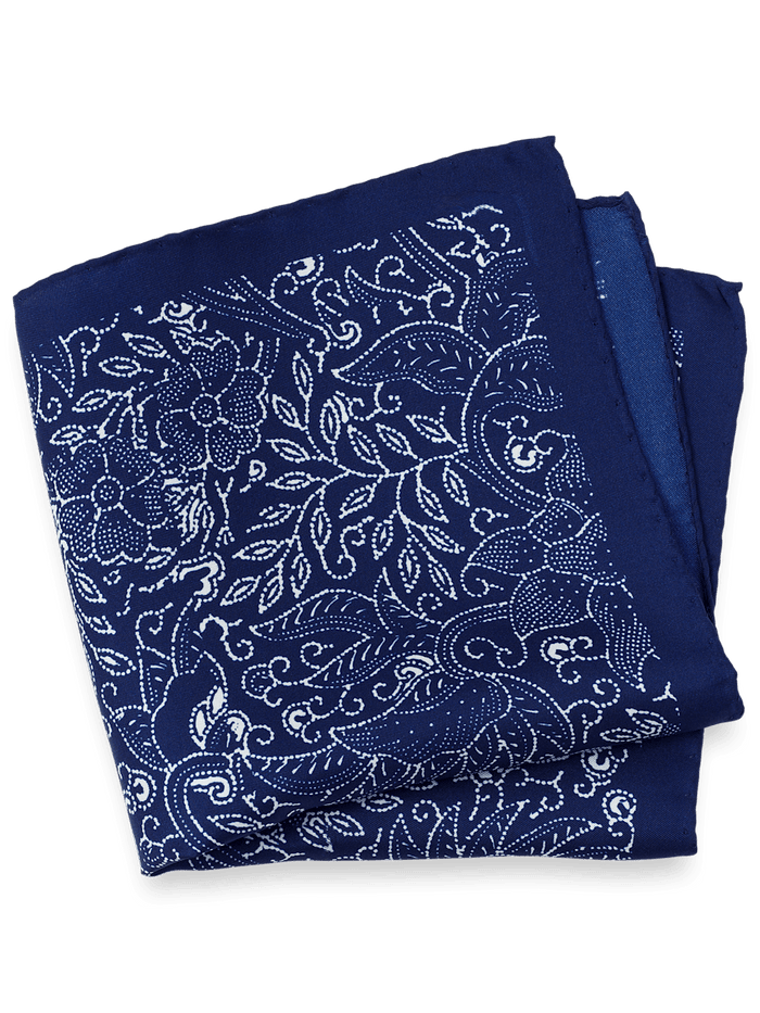 Product Image of Floral Silk Pocket Square-Blue