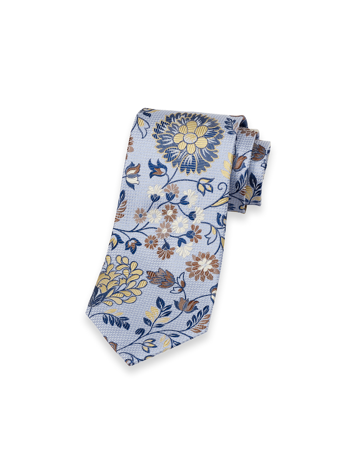 Floral Woven Silk Tie - Blue Multi