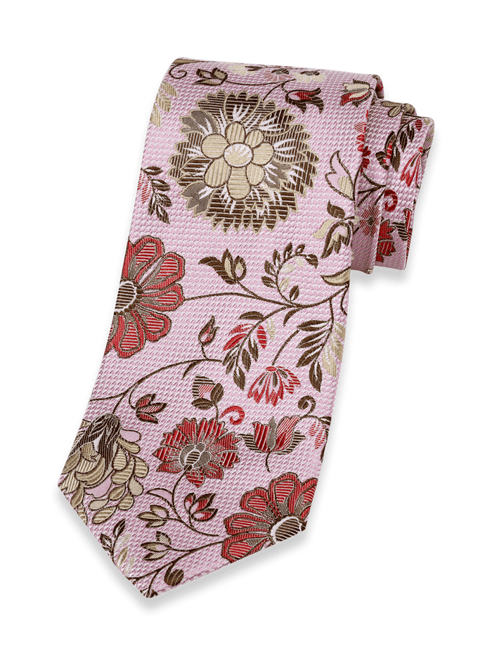 Product Image of Floral Woven Silk Tie-Pink Multi
