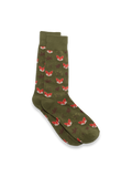 Product Image of Fox Motif Cotton Blend Sock-Green/Orange