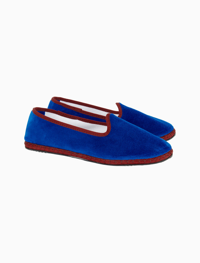 Friulane donna velluto blu tinta unita con contrasti - Gallo 1927 - Official Online Shop