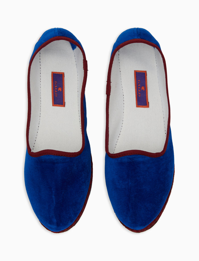 Friulane donna velluto blu tinta unita con contrasti - Gallo 1927 - Official Online Shop