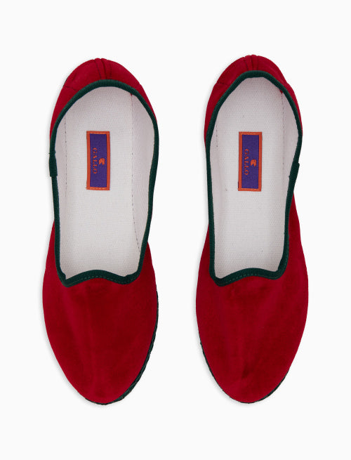 Friulane donna velluto bordò tinta unita con contrasti - Gallo 1927 - Official Online Shop