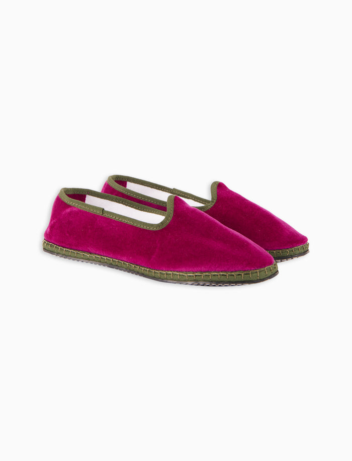 Friulane donna velluto fucsia tinta unita con contrasti - Gallo 1927 - Official Online Shop