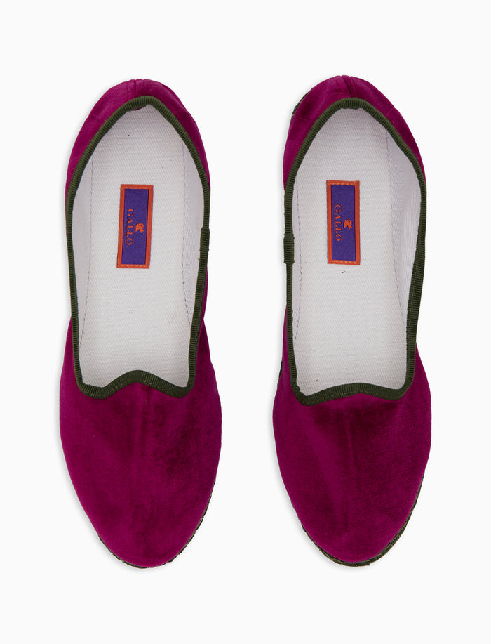 Friulane donna velluto fucsia tinta unita con contrasti - Gallo 1927 - Official Online Shop