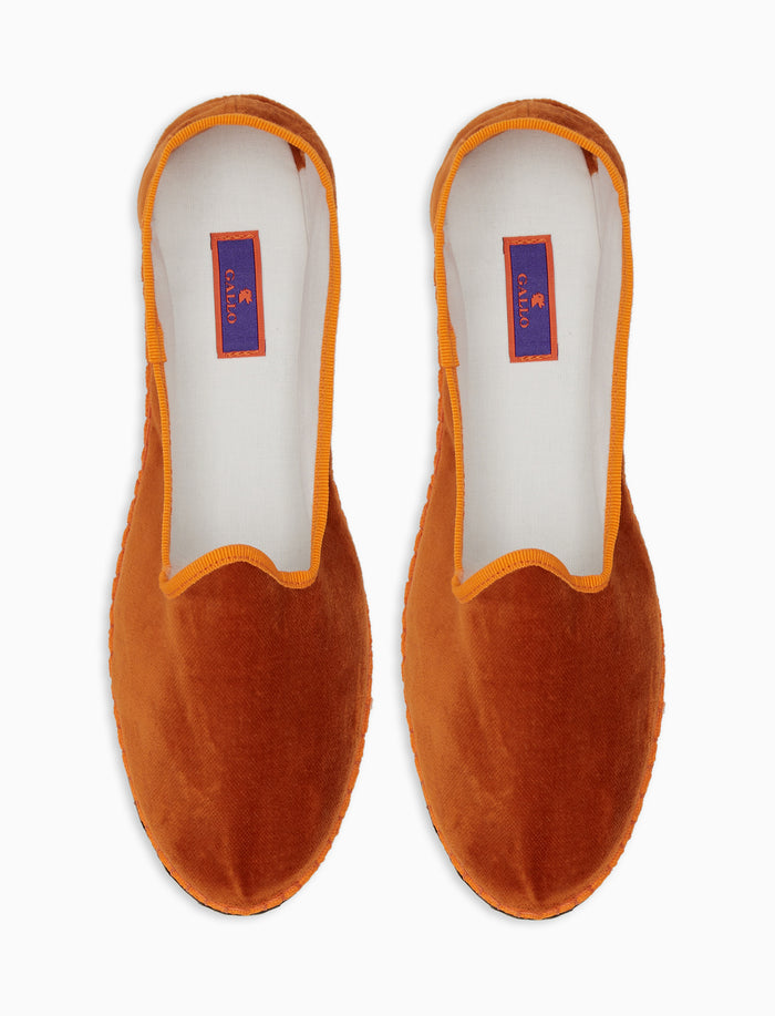 Friulane unisex velluto arancio tinta unita - Gallo 1927 - Official Online Shop